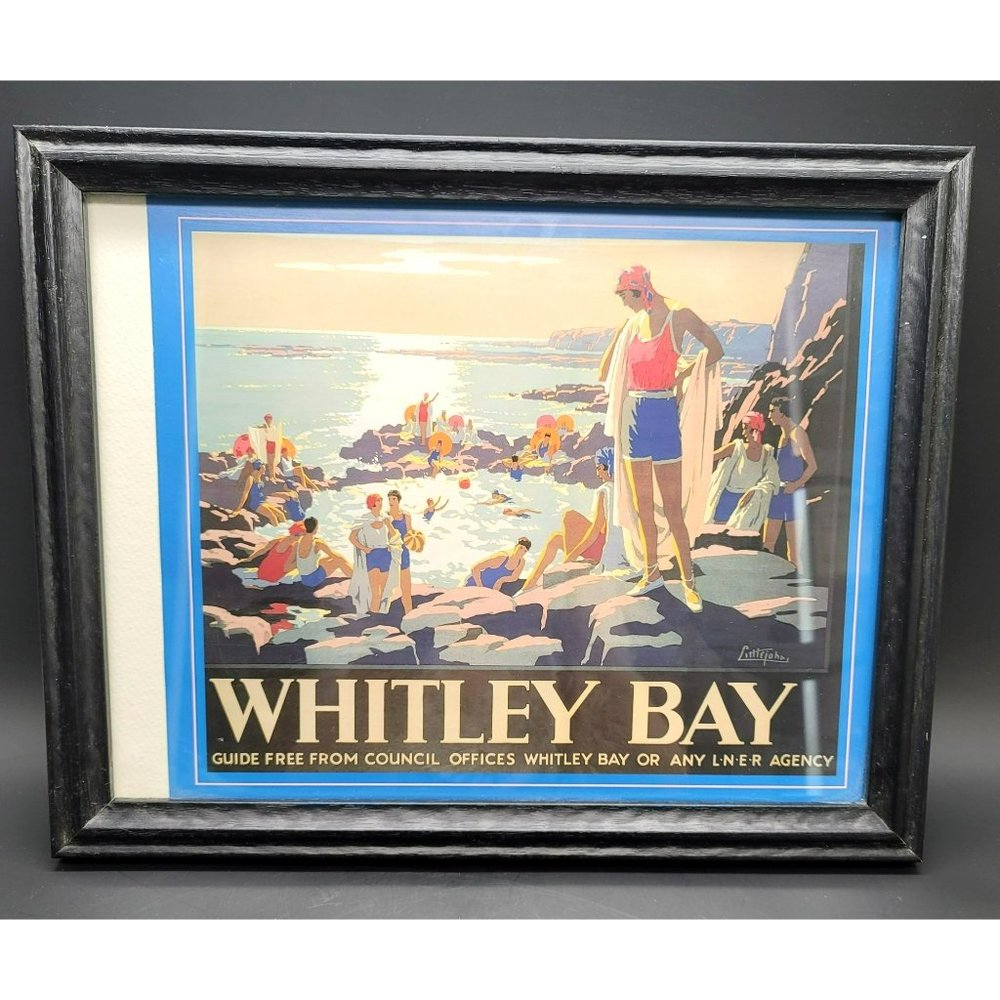 England Whitely Bay Beachside Travel Advertising Poster Art Ad BT1006